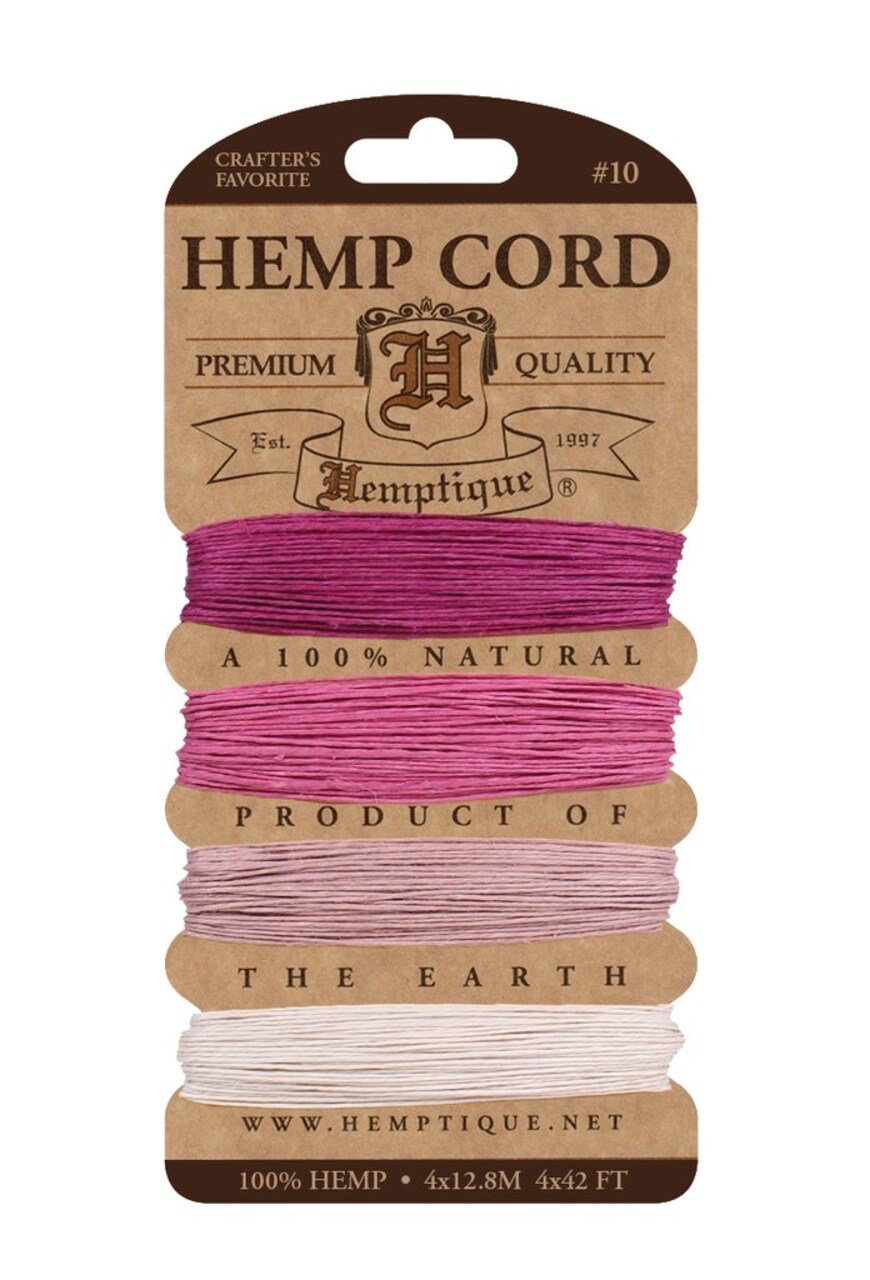 Hemptique 0.5mm #10 Hemp Cord Card Set Eco Friendly Sustainable Naturally Grown Jewelry Bracelet Making Paper Crafting Scrapbooking Bookbinding Mixed Media Crocheting Macrame Seasonal Holiday Gift Wrapping Outdoor Gardening